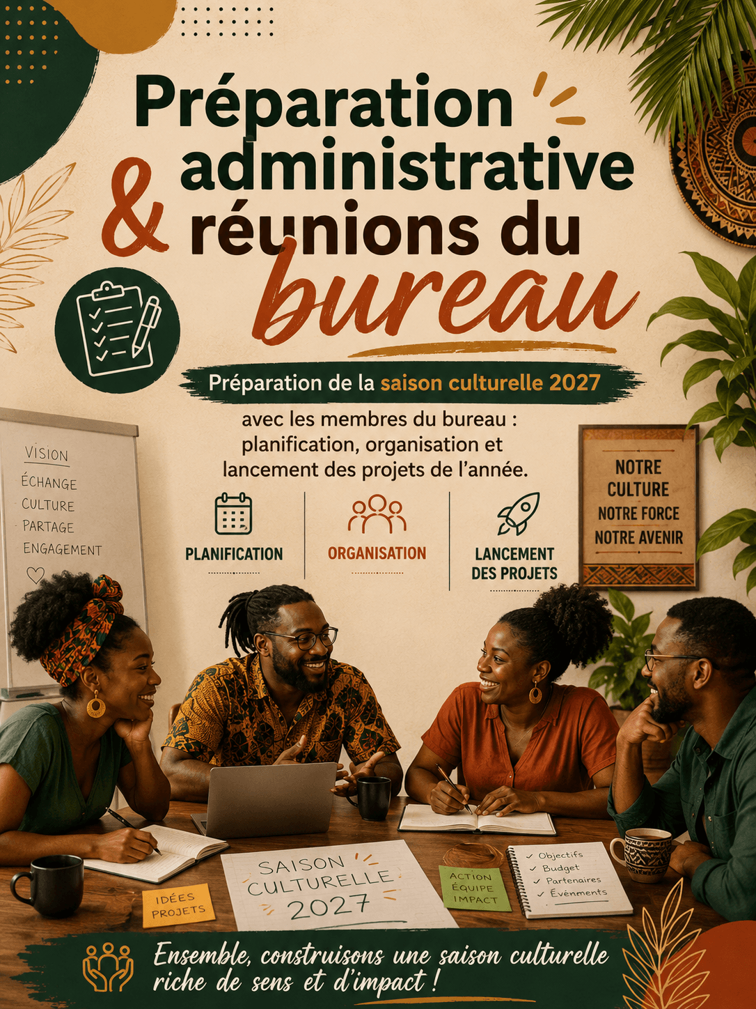 Préparation administrative & réunions du bureau